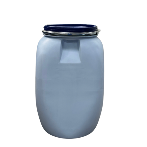 60 literes műanyag mosott MAUSER levehető tetejű Hordó, bajonett záras