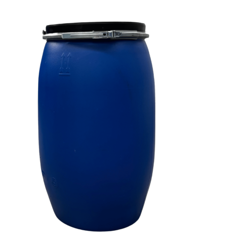 120 Literes használt levehető tetejű bajonett záras, szellőző tetős  műanyag hordó, UN minősített, Schütz