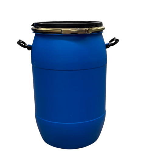 60 Literes, Élelmiszeres, Műanyag Hordó, Levehető Tetővel, Bajonettzárral, Két Füllel