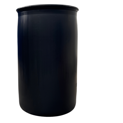 MAUSER 220 literes Speciális Ex-es,fekete színű használt,tisztított műanyag hordó,rögzített tetejű,UN minősített ,Hibátlan újszerű