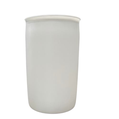 SCHÜTZ 220 literes mosott ,natúr színű,UN minősített rögzített tetejű tri-sure záras mosott műanyag hordó